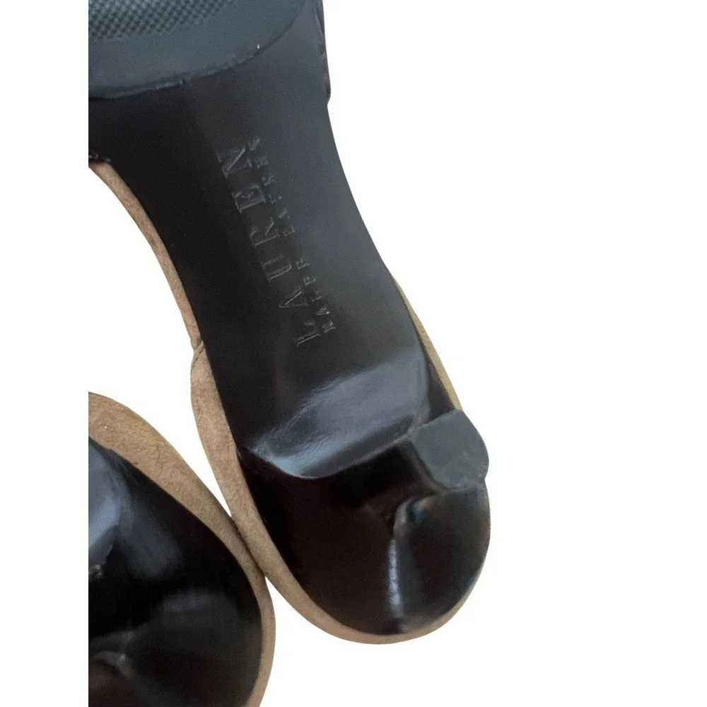 Ralph Lauren Althea Brown Suede Brown Croc Leather Kitten Heels Women's 10B Shoe
